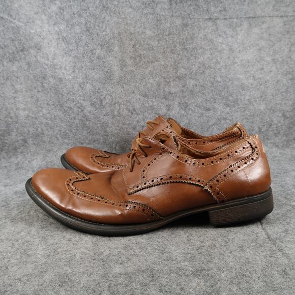 Guess Shoes Mens 10 Wingtip Oxfords Derby Brown Classic Event Formal Lace Up - Picture 4 of 12